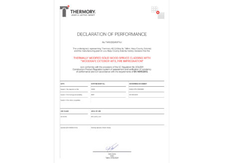 Thermory CE DOP spruce Solid Wood Cladding with Woodsafe-Exterior